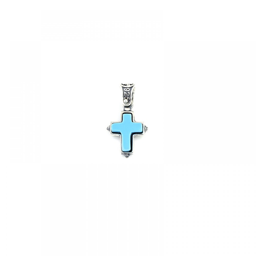 Sterling Silver Cross with Mother of Pearl and Two Tone Chain C20