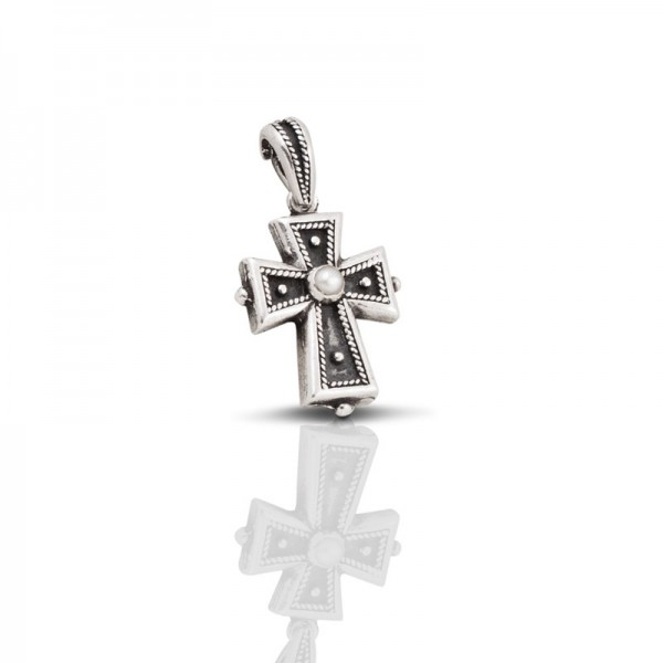 Sterling Silver Cross with Semiprecious Stones C015