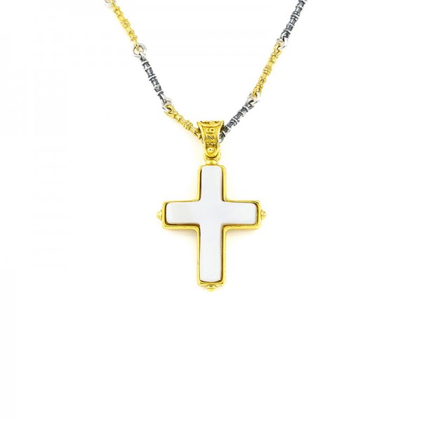 Sterling Silver Cross with Mother of Pearl C19 Without Chain Sterling Silver Cross with Mother of Pearl C19 Without Chain