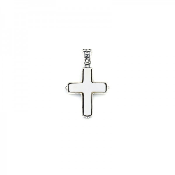 Sterling Silver Cross with Mother of Pearl C19 Without Chain Sterling Silver Cross with Mother of Pearl C19 Without Chain