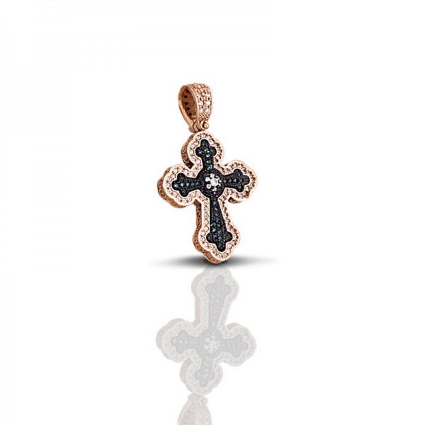 Sterling Silver Cross with Zircon Stones C244 Without Chain 