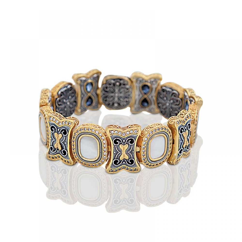 Reversible Bracelet with Semiprecious Stones B010