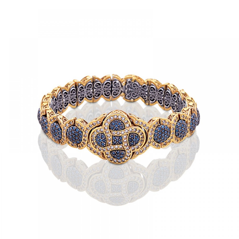 Sterling Silver Bracelet with Zircon Stones B040