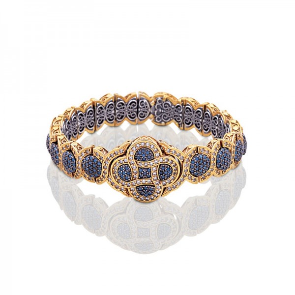 Sterling Silver Bracelet with Zircon Stones B040