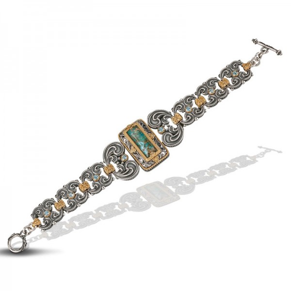 Sterling Silver Bracelet with Semiprecious Stones B079