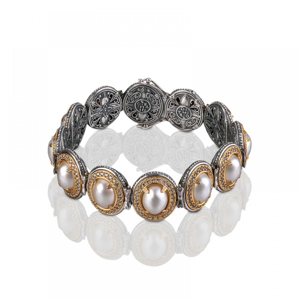Sterling Silver Bracelet with Pearls B84
