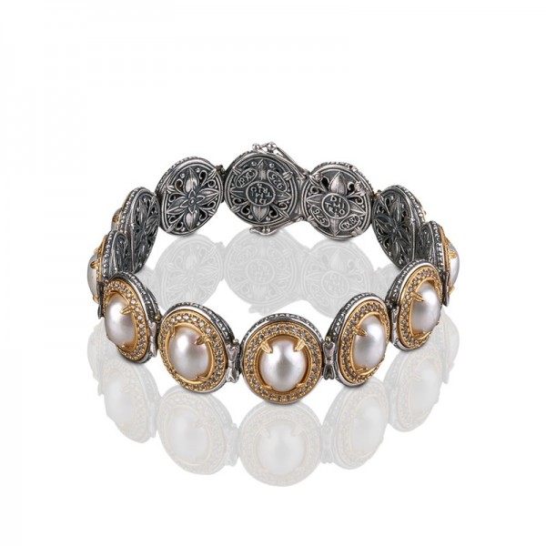Sterling Silver Bracelet with Pearls B84