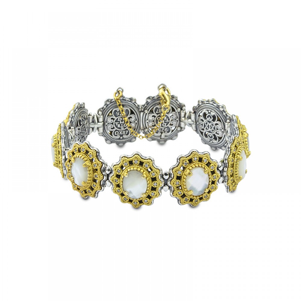 Sterling Silver Bracelet with Semiprecious Stones B115-1