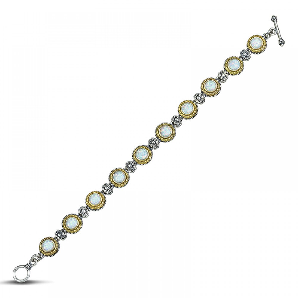 Reversible Sterling Silver Bracelet with Synthetic Stones B119