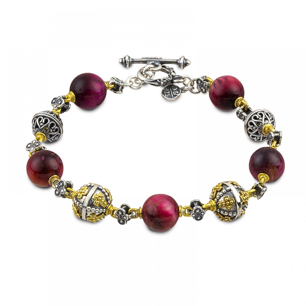 Sterling Silver Bracelet with Mineral Stones B120