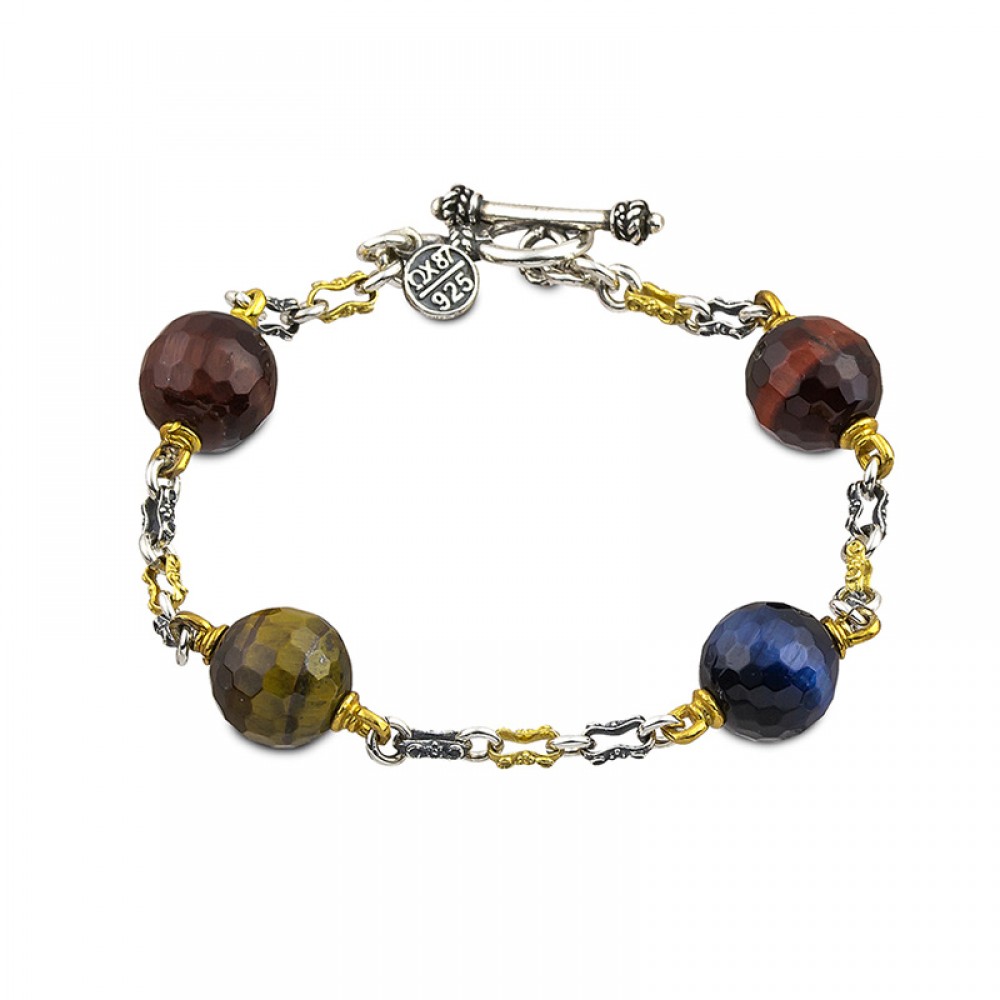 Sterling Silver Bracelet with Mineral Stones B120-5