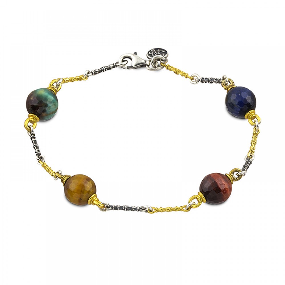 Sterling Silver Bracelet with Mineral Stones B120-6