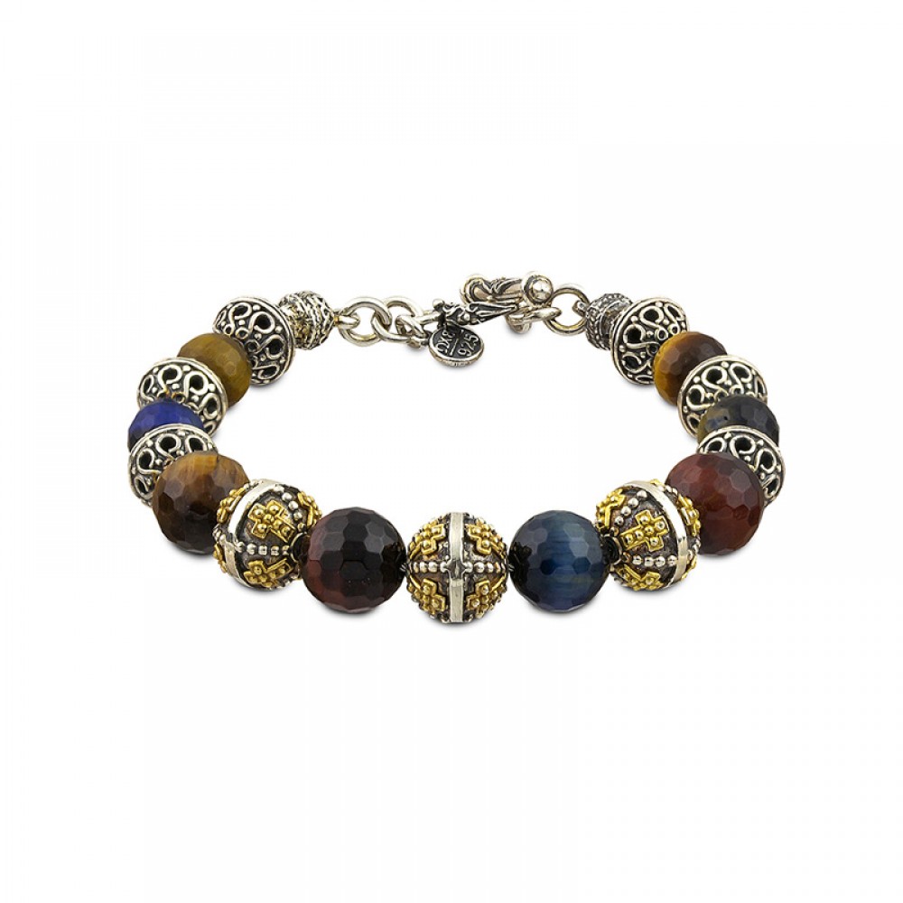 Sterling Silver Bracelet with Mineral Stones B120-7A