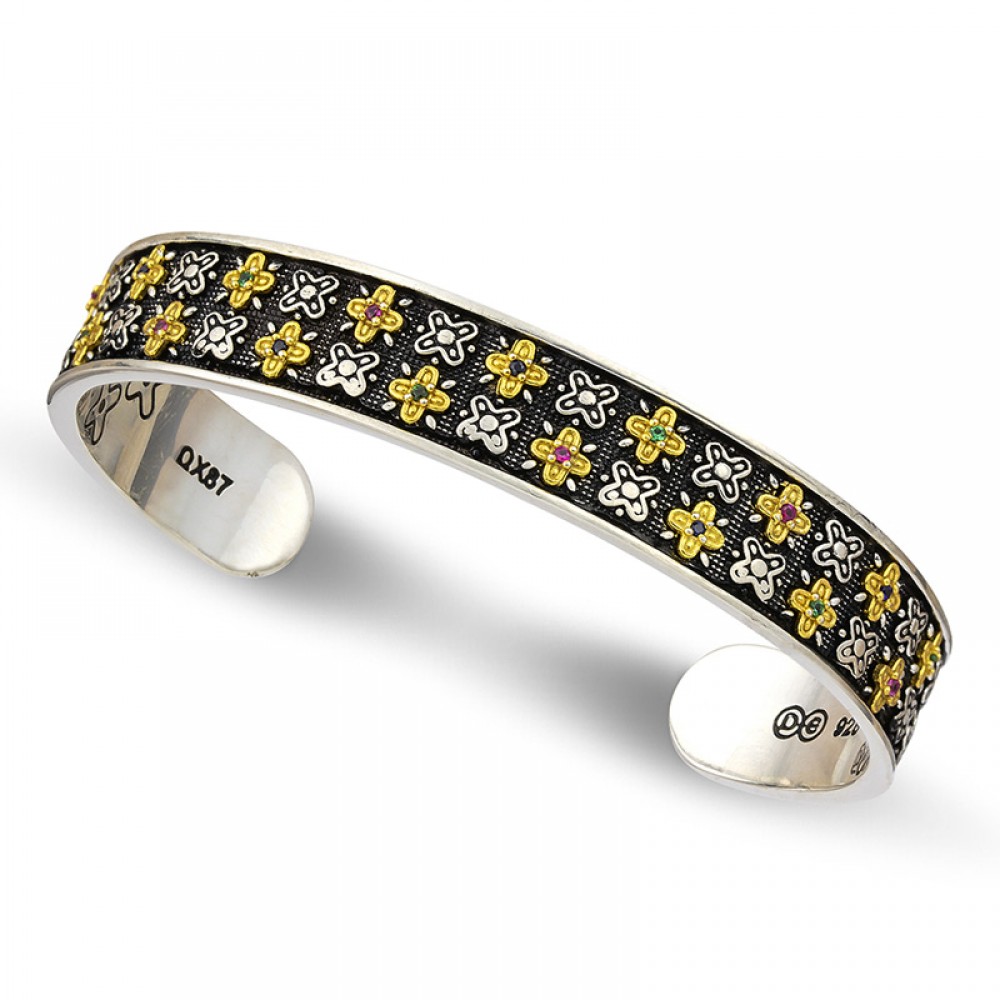 Sterling Silver Bracelet with Zircon Stones B123-1