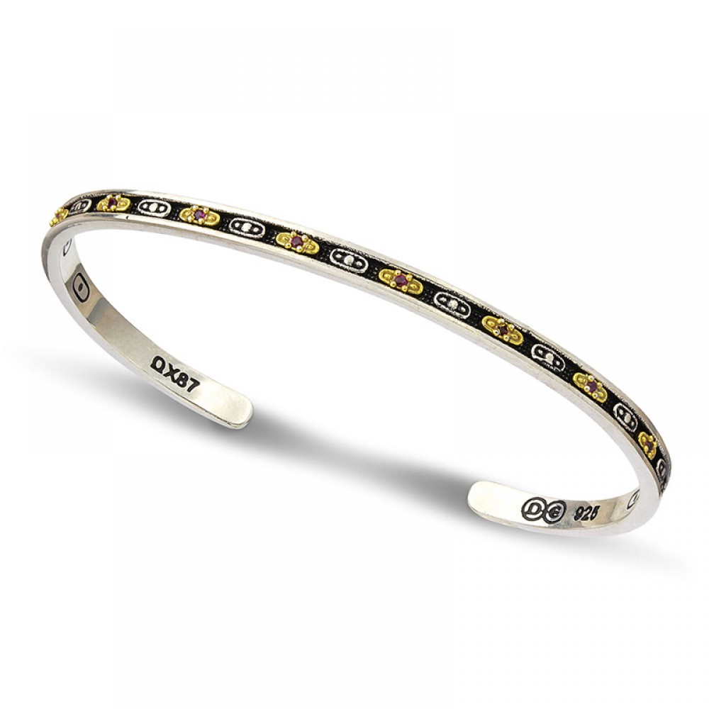 Sterling Silver Bracelet with Zircon Stones B124