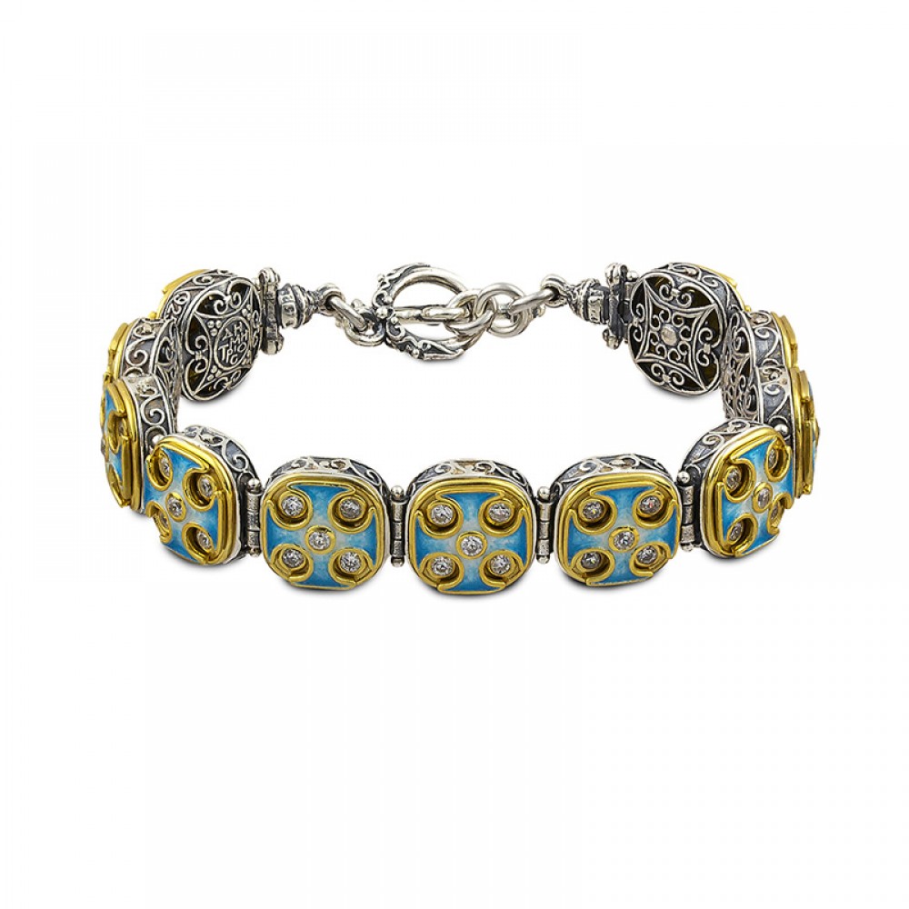 Bracelet withn ZIrcon Stones and Enamel B292-1