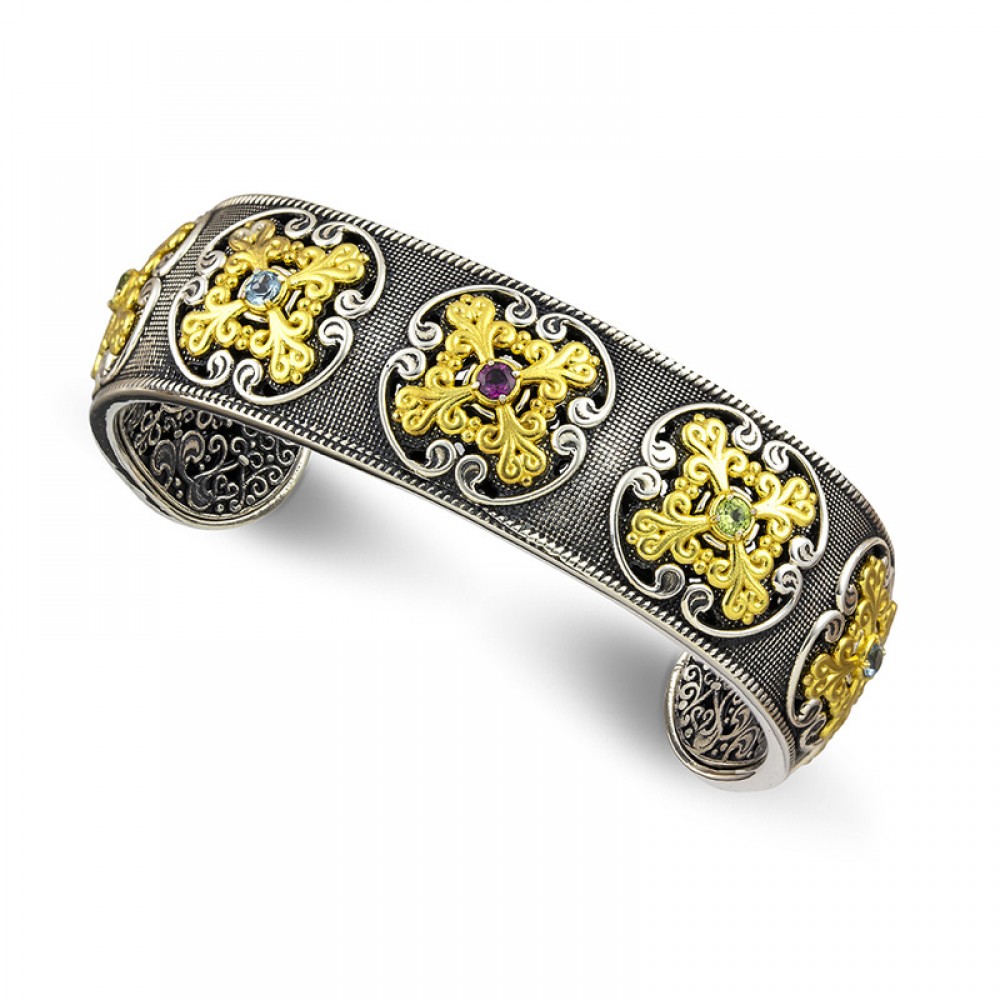 Sterling Silver Bracelet with Semiprecious Stones B130-1Α