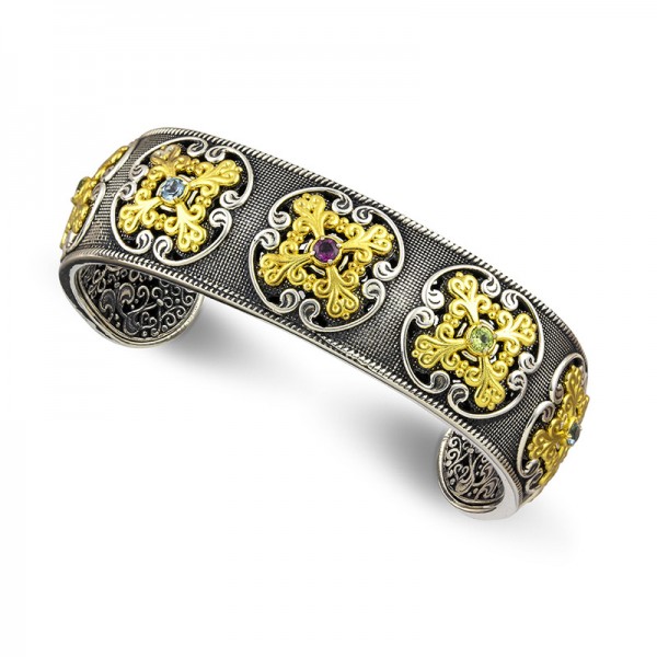 Sterling Silver Bracelet with Semiprecious Stones B130-1Α