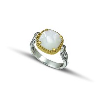 Reversible Ring with Swarovski Crystal and Mother of Pearl D116-1