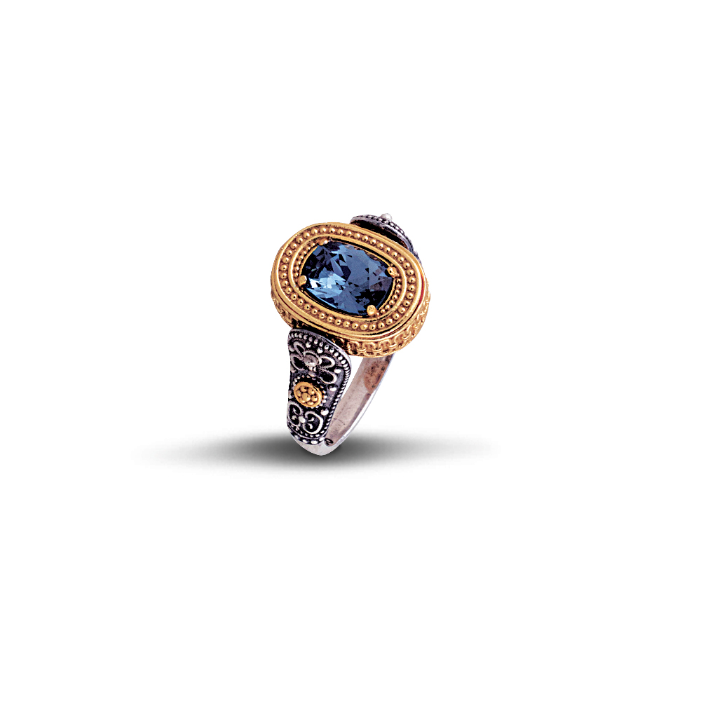 Reversible Ring with Swarovski Crystal and Semi-Precious Stones D69