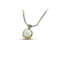 Reversible Pendant with Crystal, Mother of Pearl & Tricolour Chain M116-1