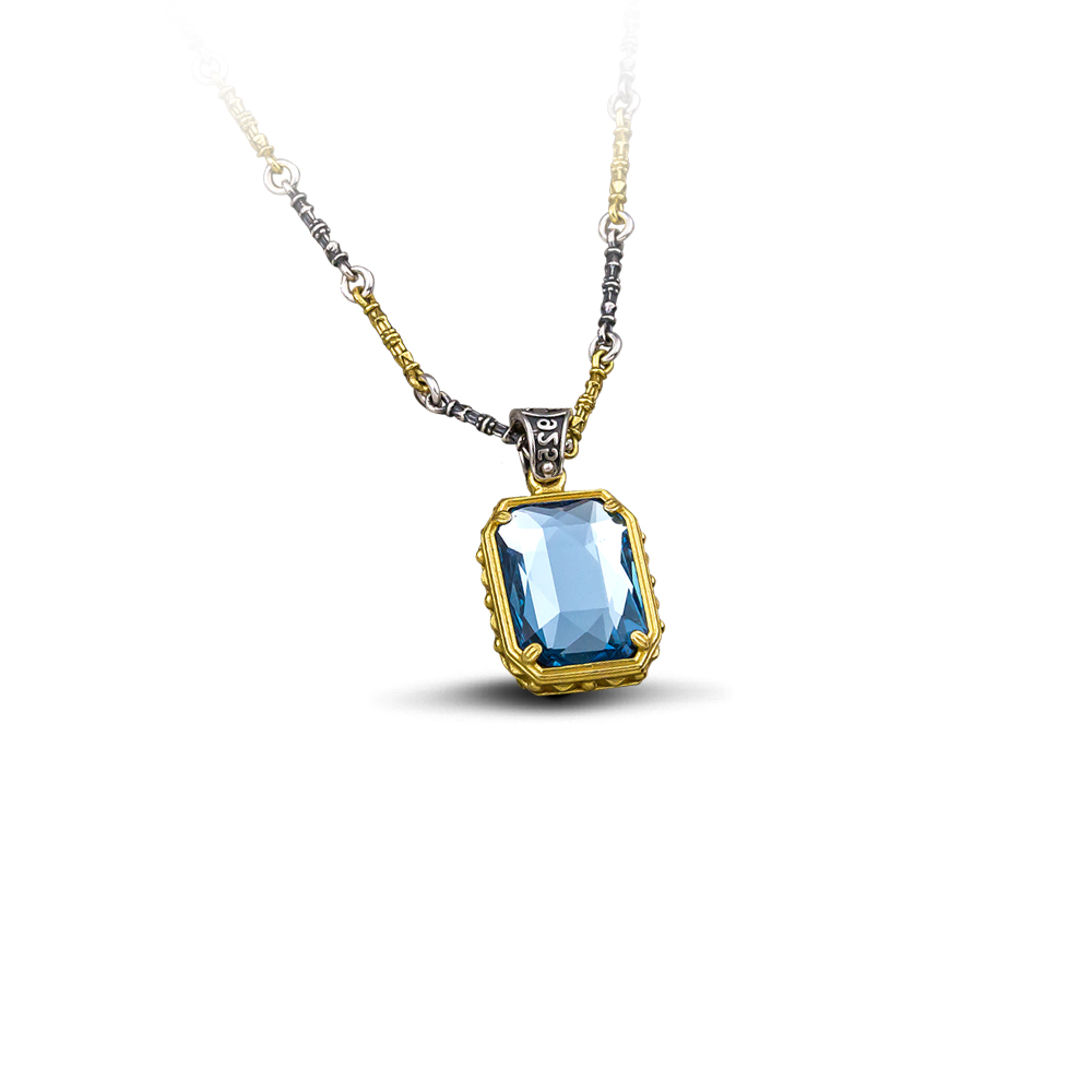 Reversible Pendant with Swarovski Crystals & Tricolour Chain M92