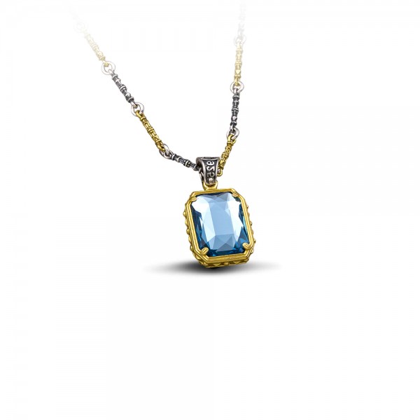 Reversible Sterling Silver Pendant with Two Tone  Chain M92