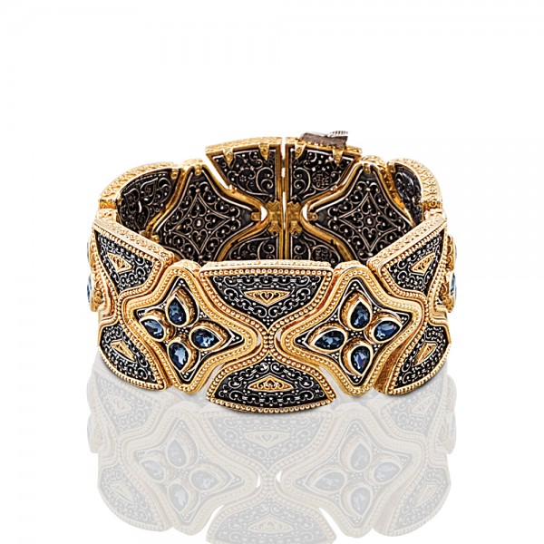 Wide Bracelet with Swarovski Crystals B334