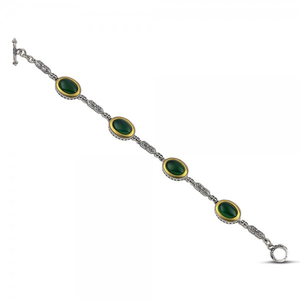 Men's  Sterling Silver Bracelet with Semi-Precious Stones B138