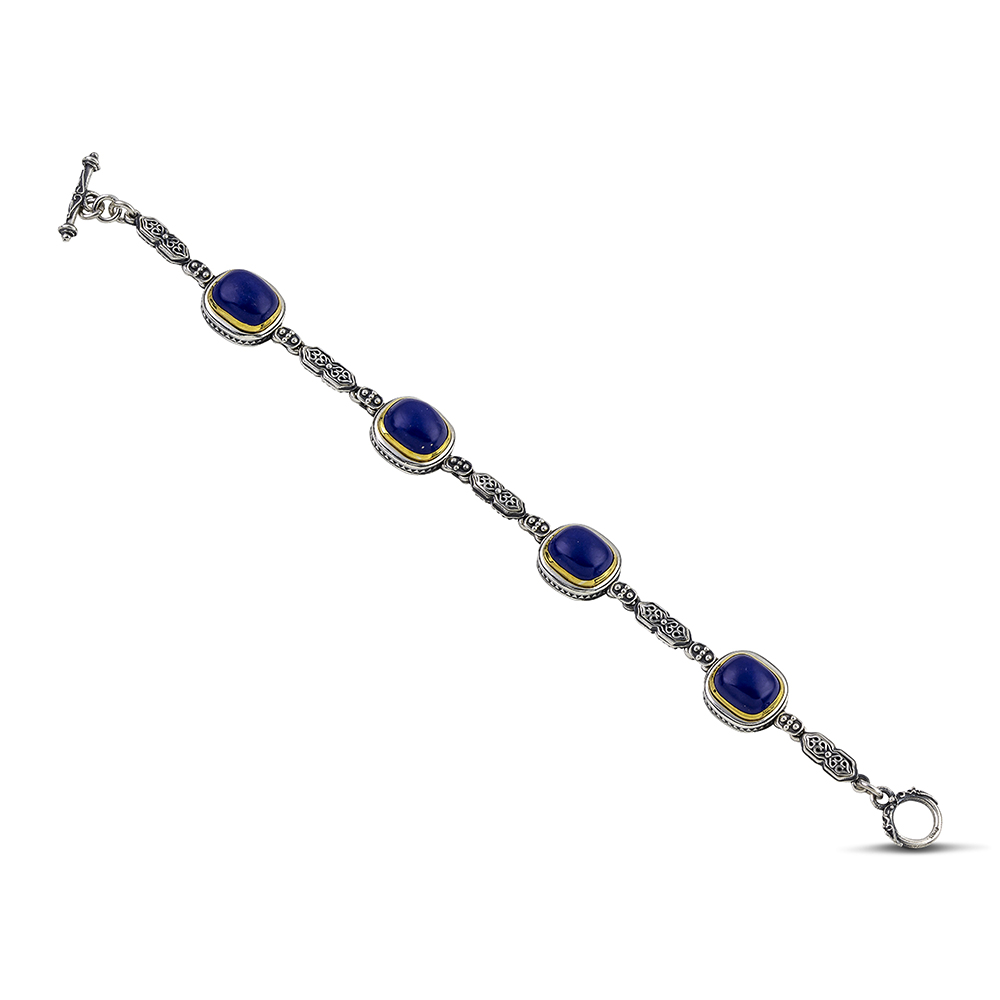 Sterling Silver Bracelet with SemiPrecious Stones Lapis Lazouli B139