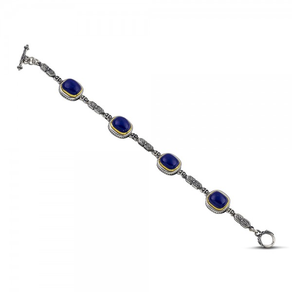Sterling Silver Bracelet with SemiPrecious Stones Lapis Lazouli B139