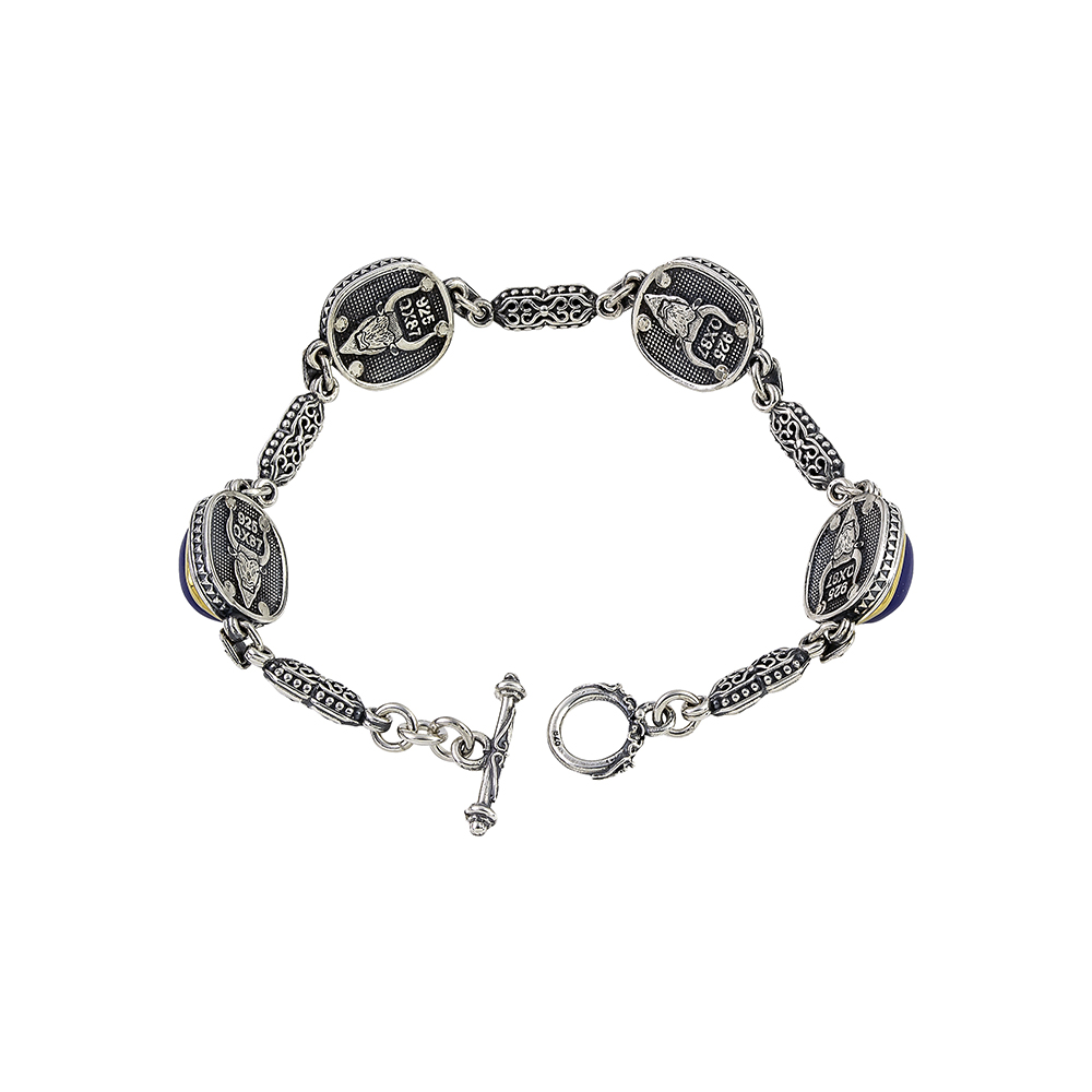 Sterling Silver Bracelet with SemiPrecious Stones Lapis Lazouli B139