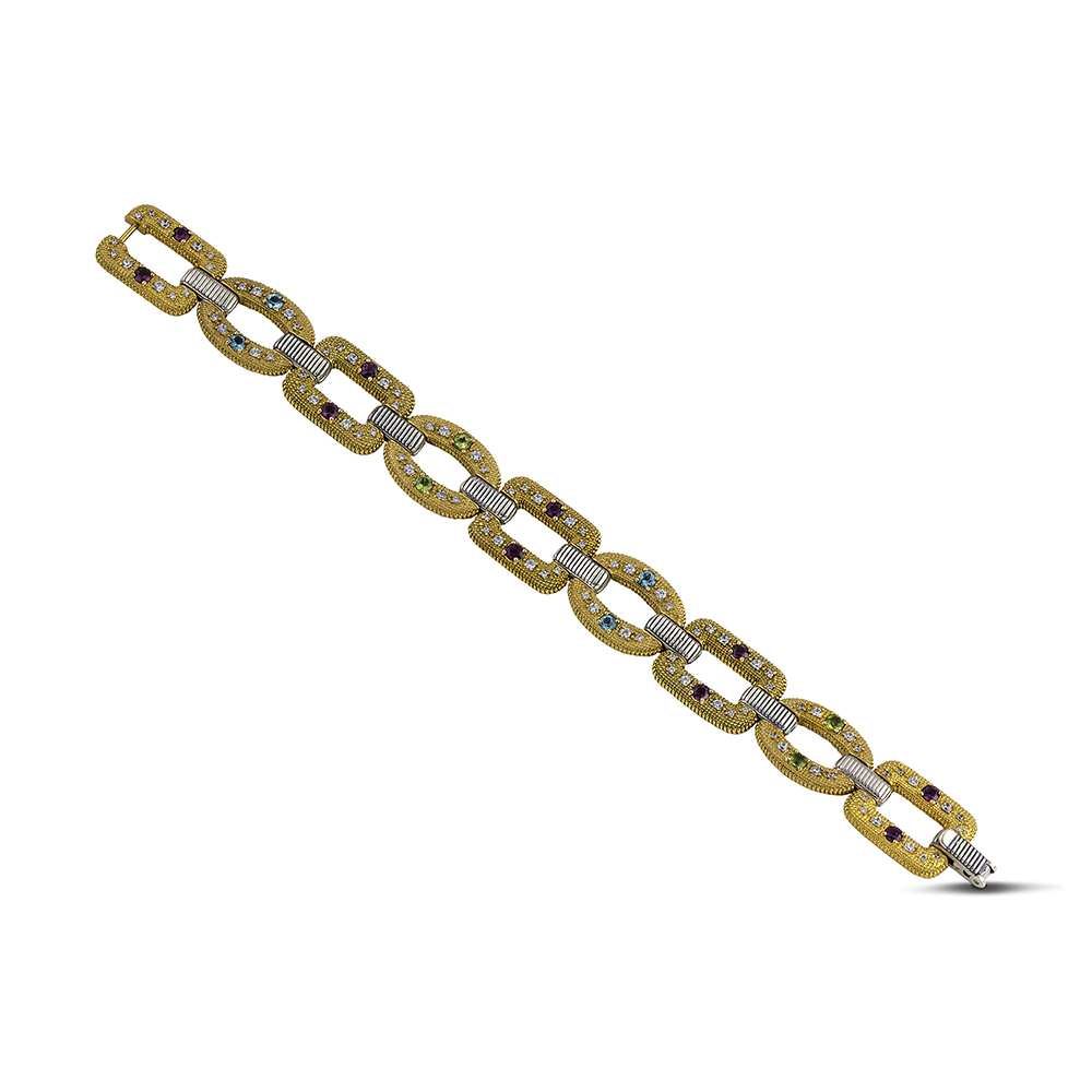 Sterling Silver Bracelet with Semi-Precious Stones B140