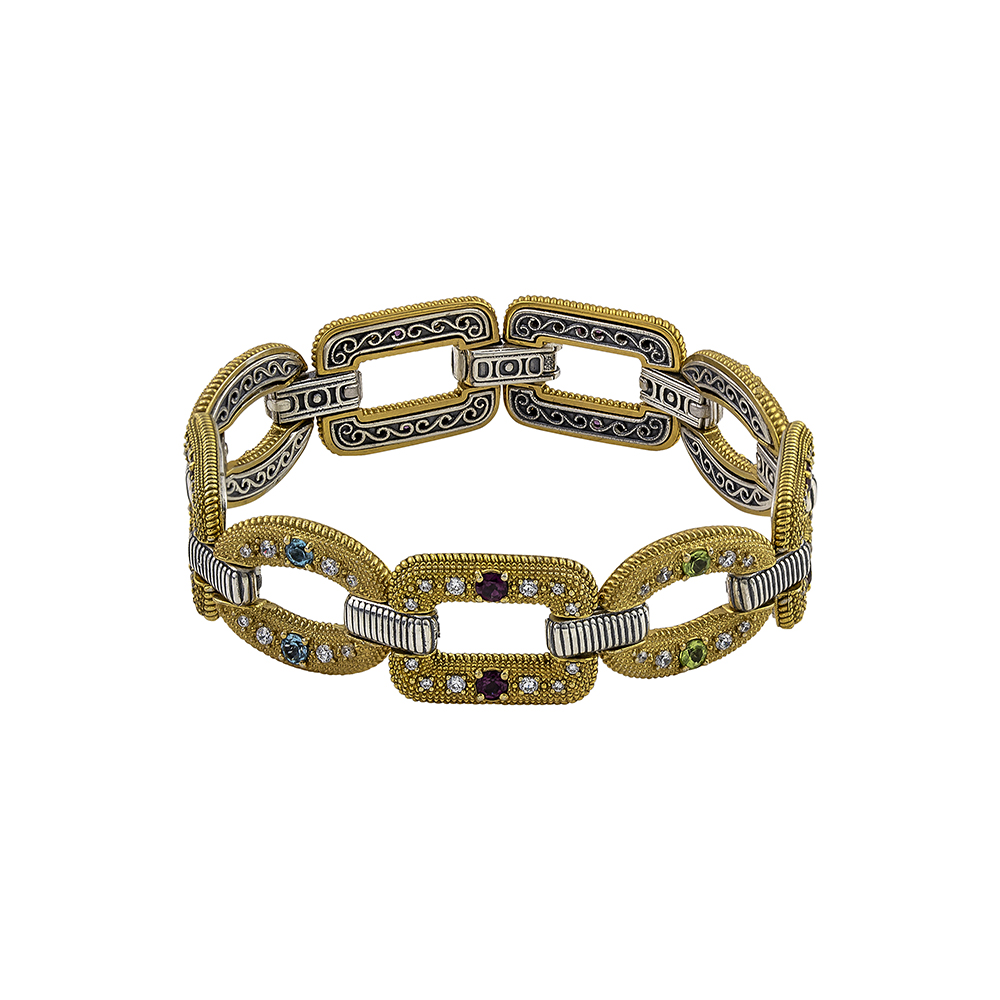 Sterling Silver Bracelet with Semi-Precious Stones B140