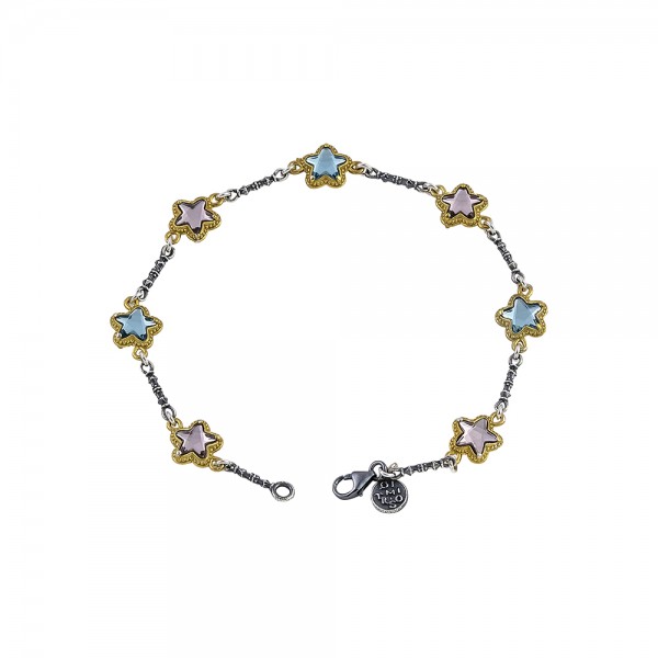 Sterling Silver Bracelet with Swarovski Crystals B144 Sterling Silver Bracelet with Swarovski Crystals B144
