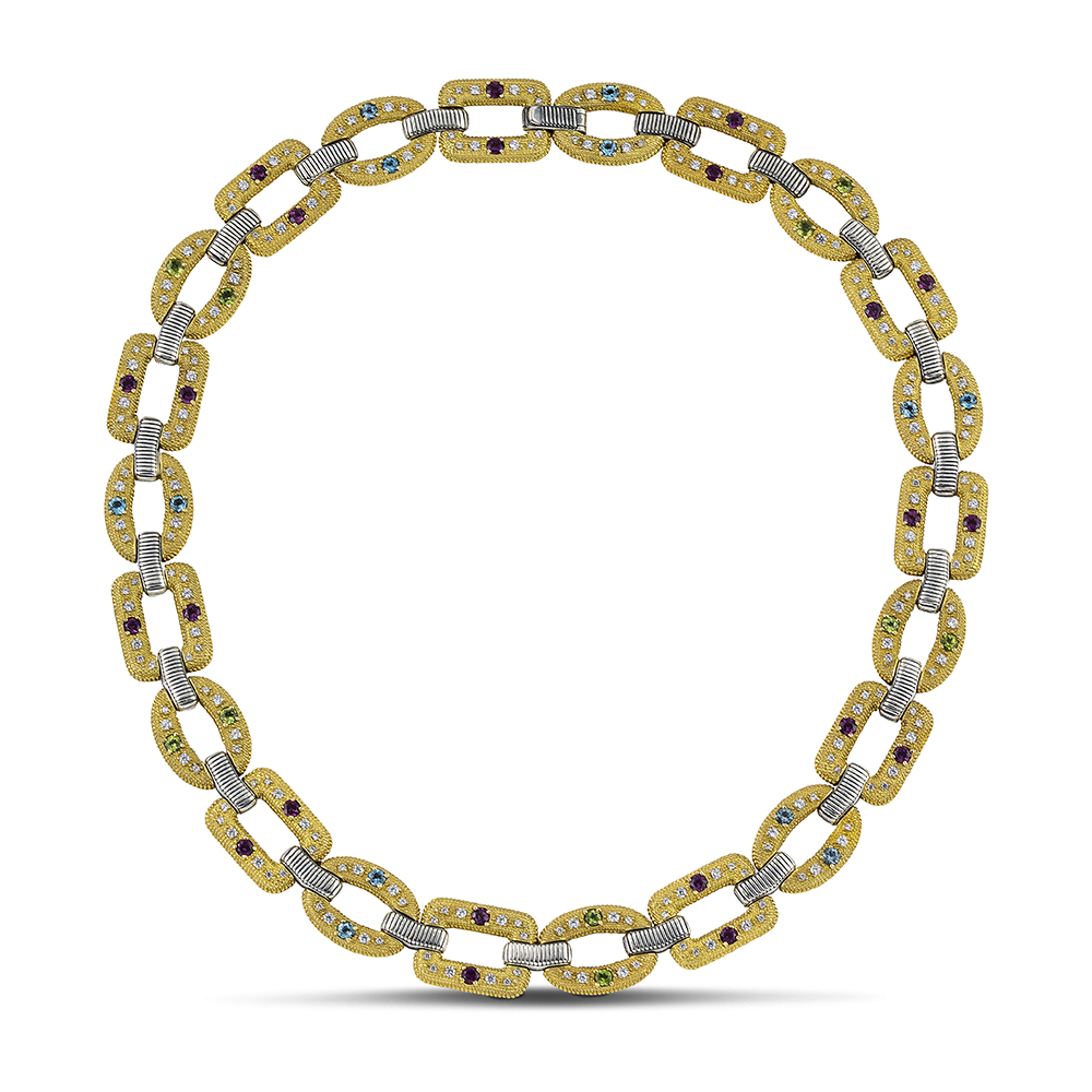 Sterling Silver Necklace  with Semi-Precious Stones K140