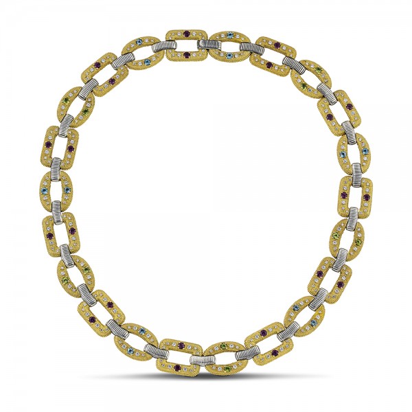 Sterling Silver Necklace  with Semi-Precious Stones K140