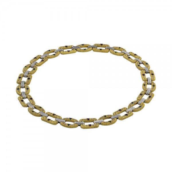 Sterling Silver Necklace  with Semi-Precious Stones K140